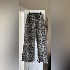 Leopard Print Straight Wide-Leg Pants
